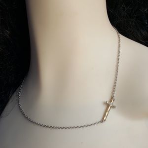 LIA SOFIA CROSS NECKLACE silver gold tone